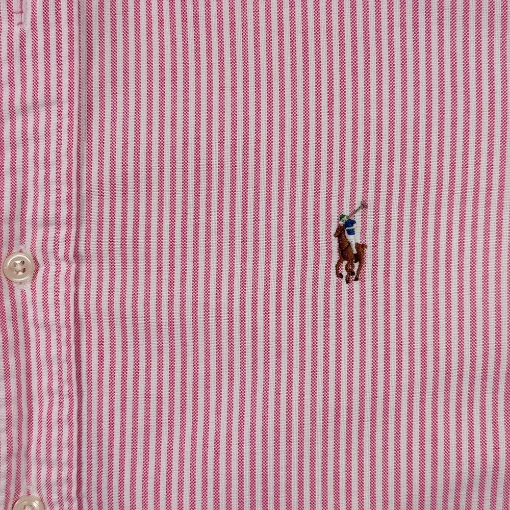 Ralph Lauren Button Down Shirt XXL Pink Pinstripe Short Sleeve Classic Fit
